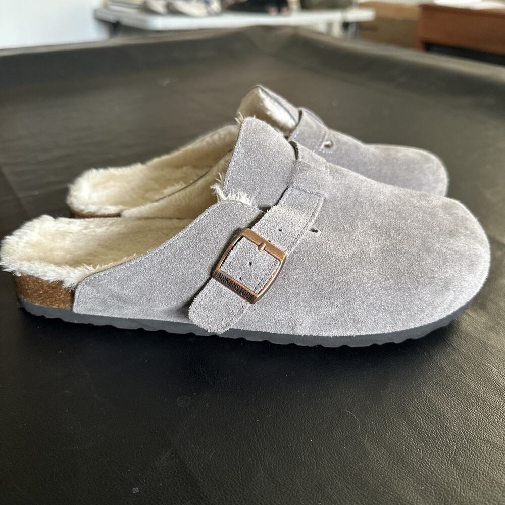 Birkenstock Boston Lined Gray Suede Casual Comfort Clogs EU 40 US M 7 W 9 BP - Picture 5 of 12